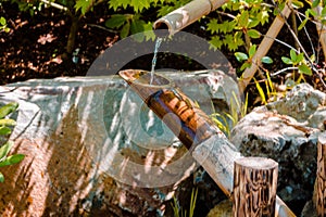 Water fountain at the Japanese Gardens in Grand Rapids Michigan