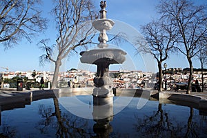 Water fountain at Miradouro de Sao Pedro de Alcantara, Lisbon, Portugal