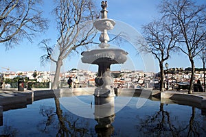 Water fountain at Miradouro de Sao Pedro de Alcantara, Lisbon, Portugal