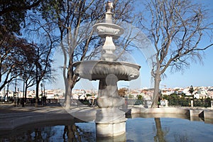 Water fountain at Miradouro de Sao Pedro de Alcantara, Lisbon, Portugal