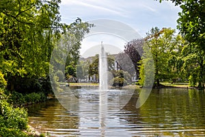 Water fountain in the park Warmer Damm in Wiesbaden