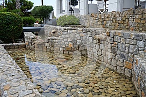 Water fountain in Pefki in August. Rhodes Island, Greece