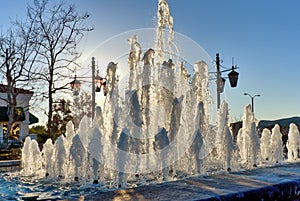 Water fountain at The Promenade shopping mall in Westlake Village southern California.