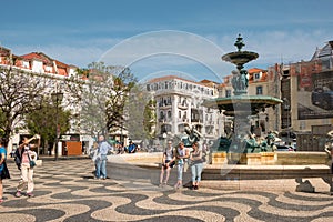 The Water Fountain at Rossio Square, Lisbon, Portugal