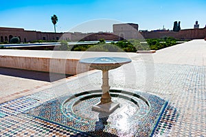 Water fountain at the Ruins of the El Badi Palace in Marrakesh Morocco