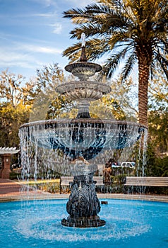 Water fountain in a town park. photo