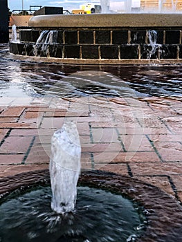 Water fountains in city park in Neenah, Wisconsin