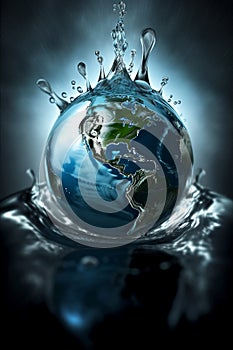 The water is The fragility of our planet, global water crisis, ecology, water savingAI generated