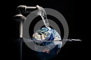 The water is The fragility of our planet, global water crisis, ecology, water savingAI generated