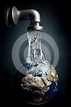 The water is The fragility of our planet, global water crisis, ecology, water savingAI generated