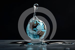 The water is The fragility of our planet, global water crisis, ecology, water savingAI generated