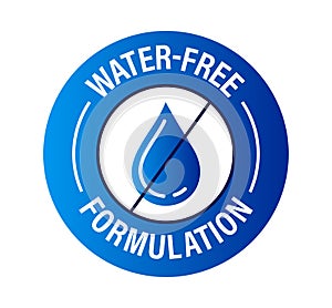 Water free formulation vector icon, blue in color