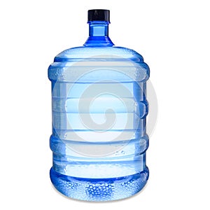 Water gallon in blue plastic isolated on white background with clipping path