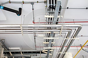 Water and gas pipes system on the ceiling