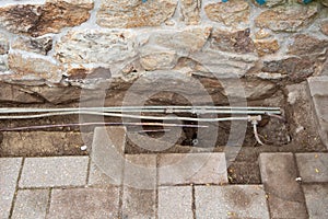 Water and gas pipes in a trench