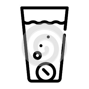 Water glass filtration tablets line icon vector illustration