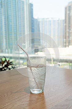 Water glass with ice