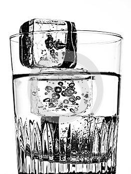 Water, Glass and Ice Cubes