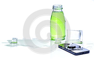 Water in glass spilled smart phone