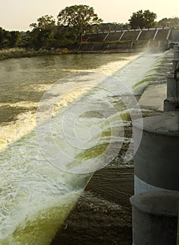 Water from the Grand old dam of Kallanai constructed by king karikala chola with granite stone.