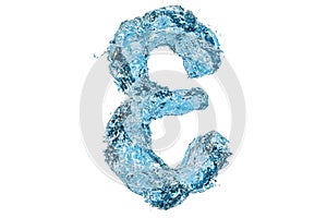 Water Greek letter epsilon, 3D rendering