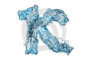 Water Greek letter kappa, 3D rendering