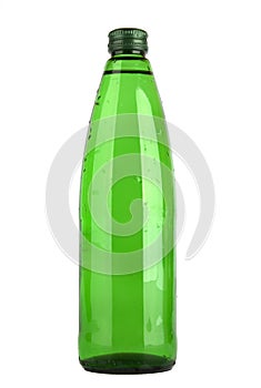 Water in a green glass bottle