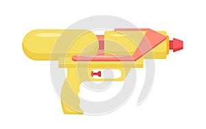 Water gun for fun fight of kids at summer festival, yellow plastic toy weapon with handle