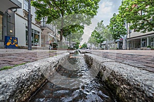 Water gutter in the city of Balingen in Germany