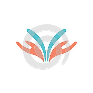 Water hand care design logo vector