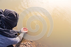 Water hands with drought