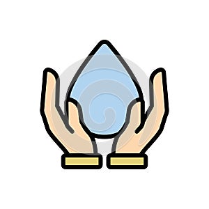 Water, hands icon. Simple color with outline vector elements of aqua icons for ui and ux, website or mobile application