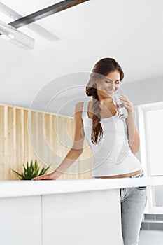 Water. Happy Woman Drinking Water. Drinks. Healthy Lifestyle. Be