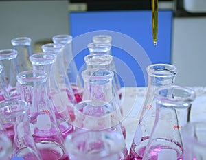 Water hardness testing with erlenmeyer flask photo