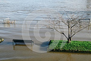 water after heavy rainfall and snow melting in Rheinland