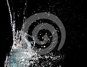 Water hit wall ground, explode into drop droplet. Amount Water attack impact and fluttering in air explosion. Stop motion freeze
