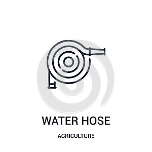 water hose icon vector from agriculture collection. Thin line water hose outline icon vector illustration. Linear symbol for use