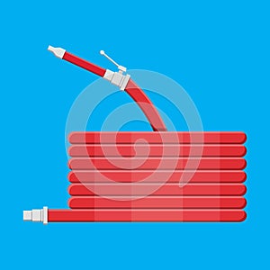 Water hose to extinguish the fire. Fire equipment.