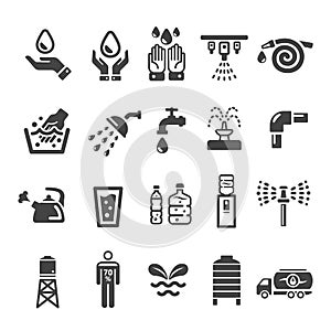 Water with human icon set