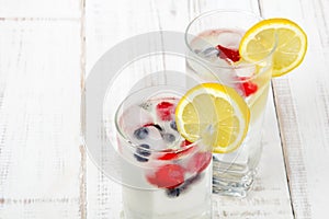 Water with ice cubes - a refreshing drink