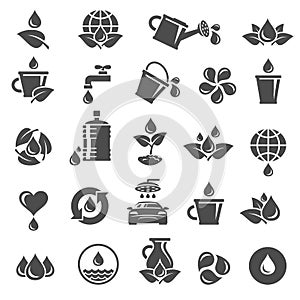 Water icon set. Vector