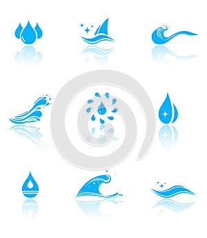 Water icons with reflection