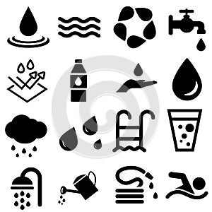 Water icons. Vector line icons set. Premium quality. Simple thin line design. Modern outline symbols collection, pictograms.