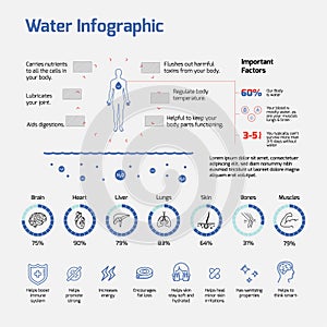 Water Infographic- water levels, importance of water,
