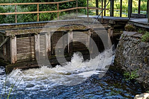 Water intake at an old water mill at Ronne river, Stockamollan, Scania, Sweden