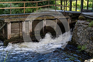 Water intake at an old water mill at Ronne river, Stockamollan, Scania, Sweden