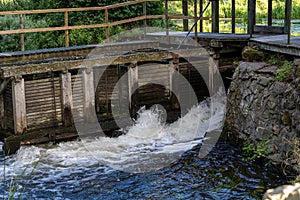 Water intake at an old water mill at Ronne river, Stockamollan, Scania, Sweden