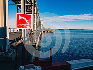 Water intake sign for a fire truck.