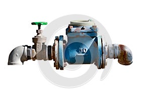 Water iron pipe white isolated