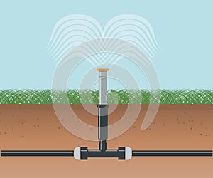 Water Irrigation. Automatic Sprinklers System